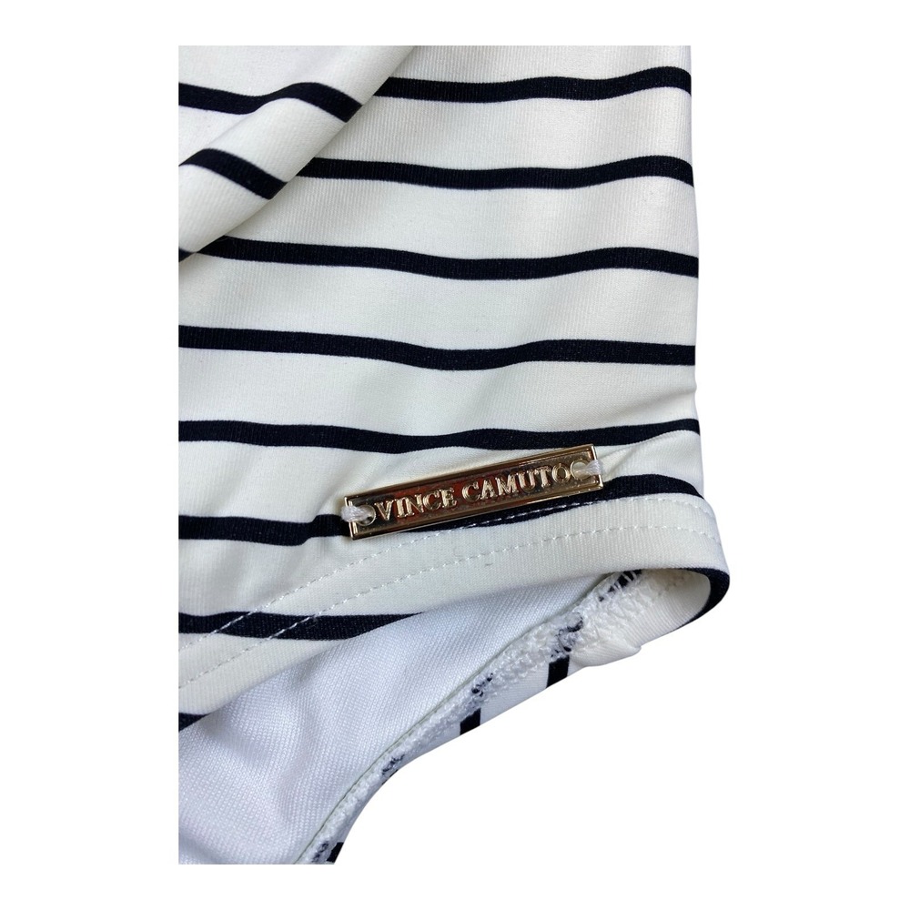 Vince Camuto Bathing Swimwear Womans Sz‎ 12 Stripes White Black Print Swimsuit - Picture 3 of 10